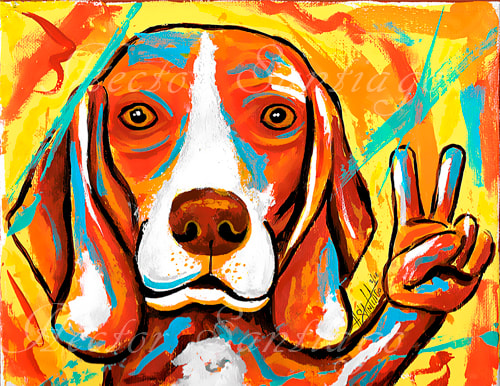 Hector Santiago's Art - Beagle Art - Acrylics on Canvas