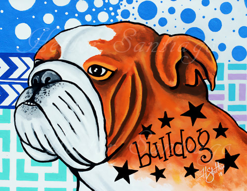 Hector Santiago's Art - Bulldog Art - Acrylics on Canvas