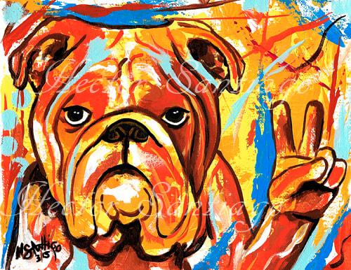 Hector Santiago's Art - Bulldog Art - Acrylics on Canvas