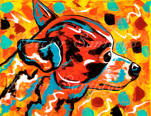 Hector Santiago's Art - Chihuahua Art - Acrylics on Canvas