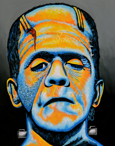 Hector Santiago Art - Frankenstein Art - Acrylics on Canvas