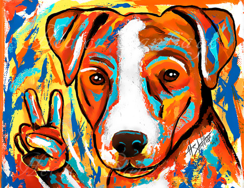Hector Santiago's Art - Jack Russell Terrier Art - Acrylics on Canvas