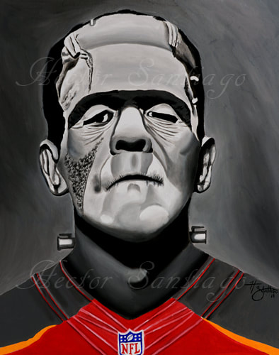 Hector Santiago Art - Tampa Bay Bucs Frankenstein Art - Oil on Canvas