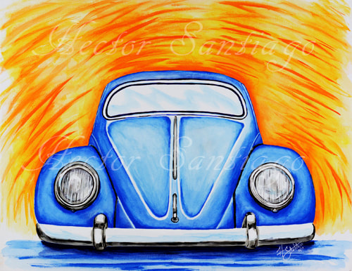 Hector Santiago's Art - VW Art - VW Beetle Art - Acrylics on Canvas