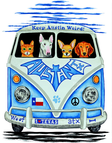 Hector Santiago's Art - VW Art - Dog Art - Austin Art - Acrylics on Canvas